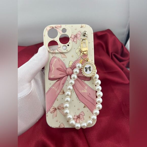 Pink Bow IPhone 16 Pro Max Case with Pearl Charm - Picture 6 of 6